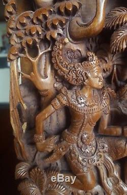 Vintage Balinese Wedding Ceremony Relief Panel Bali Hand carved wood Bali Art