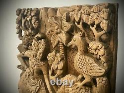 Vintage Balinese Wood Panel, Hand-carved. Scene From A Mythological Epic Poem