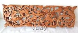 Vintage Carved Relief 3d Teak Panel Lotus Wall Art Balinese / Thai / Indian