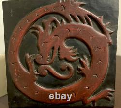 Vintage Carved Wood Dragon Panel
