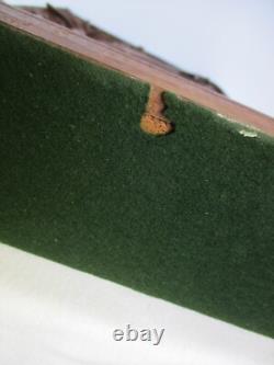 Vintage Carved Wood Panel Hands & Box of Insects Dragonfly Moth Teak Sculpture