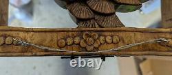 Vintage Carved Wood Wall Art Panel Asian Home Decor Brown Extra Thick Crane