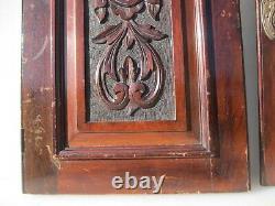 Vintage Carved Wooden Panel Plaque Door Antique Old Wood Drapes Ribbon Bow