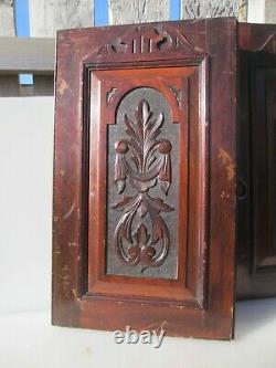 Vintage Carved Wooden Panel Plaque Door Antique Old Wood Drapes Ribbon Bow