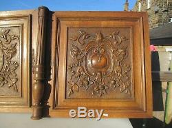 Vintage Carved Wooden Panels Plaques Antique French Old Wood Doors Urn Floral