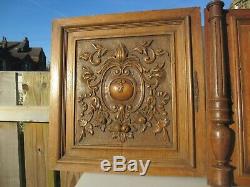Vintage Carved Wooden Panels Plaques Antique French Old Wood Doors Urn Floral