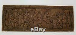 Vintage Carved Wooden Relief Panel Wall Plaque African South American Tribal 40