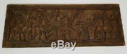 Vintage Carved Wooden Relief Panel Wall Plaque African South American Tribal 40