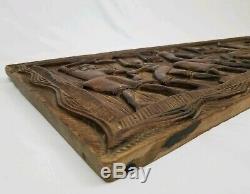 Vintage Carved Wooden Relief Panel Wall Plaque African South American Tribal 40