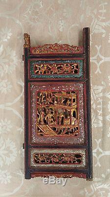 Vintage Chinese Art Carved Wood Wall Panel $125 Each