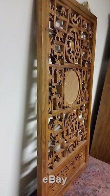 Vintage Chinese Carved Wood Panel