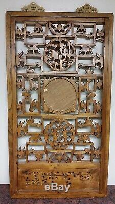 Vintage Chinese Carved Wood Panel