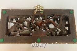 Vintage Chinese Gold Gilt Pierced Wood Birds Flowers Carved Panel