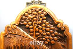 Vintage Chinese Japanese Wood Carving High Relief 3D Art Panel GA