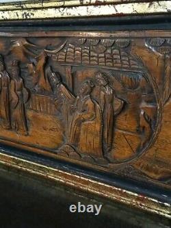 Vintage Chinese Wood Carved Panel in Guilded frame 80x35cm VGC c1920-50