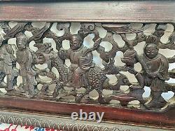 Vintage Chinese Wood Carving Panel With Frame Asian China Wood Panel Frame