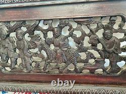 Vintage Chinese Wood Carving Panel With Frame Asian China Wood Panel Frame