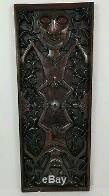 Vintage Dayak Tribe Relief Panel Carved Wooden Borneo Tribal Nude Wall Art 24