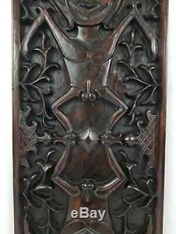 Vintage Dayak Tribe Relief Panel Carved Wooden Borneo Tribal Nude Wall Art 24