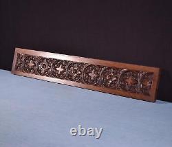 Vintage French Gothic Revival Panel in Solid Oak Wood Salvage Mid 1900's