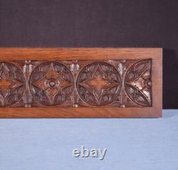 Vintage French Gothic Revival Panel in Solid Oak Wood Salvage Mid 1900's