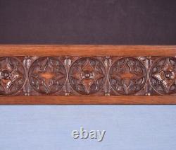 Vintage French Gothic Revival Panel in Solid Oak Wood Salvage Mid 1900's