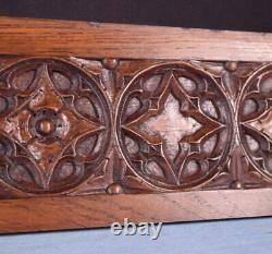 Vintage French Gothic Revival Panel in Solid Oak Wood Salvage Mid 1900's