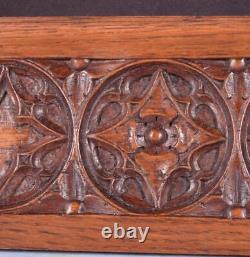 Vintage French Gothic Revival Panel in Solid Oak Wood Salvage Mid 1900's