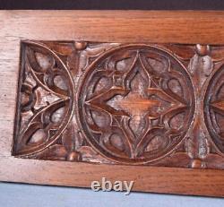 Vintage French Gothic Revival Panel in Solid Oak Wood Salvage Mid 1900's