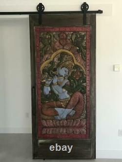 Vintage Ganesha Barn Door, Hand Carved Wood Wall Panel, Wall Decor, Yoga Decor