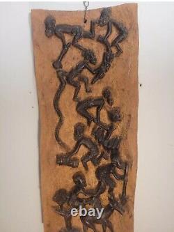 Vintage Hand Carved Wood African Panel art works