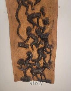 Vintage Hand Carved Wood African Panel art works