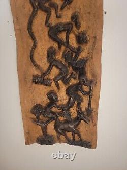 Vintage Hand Carved Wood African Panel art works