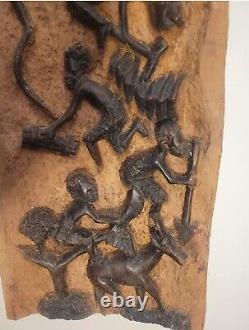 Vintage Hand Carved Wood African Panel art works