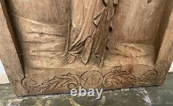 Vintage Hand Carved Wood Relief Wall Plaque Panel Depicting Christ Risen