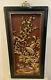 Vintage Hand Carved And Gilt Painted Chinese Wood Panel Framed Art32x16 Inches