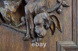 Vintage Hunting Trophy Wall Sculpture Carved Wood Black Forest Bird and Rabbit W