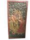 Vintage Indian Carving Door Panel Wood Carved Krishna Radha Spiritual Wall Art