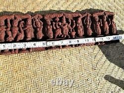 Vintage Indian Or East Asian Hindu Ornately Carved Figural Wood Panel