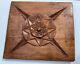 Vintage Large Wood Carved Wall Art Panel 22x20 Rustic Heavy Shield Medallion