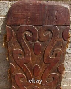 Vintage MID Century Carved Wood Panel Sculpture Abstract Tribal Hawaiian Tiki