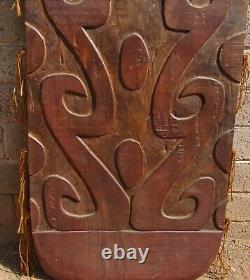 Vintage MID Century Carved Wood Panel Sculpture Abstract Tribal Hawaiian Tiki