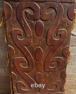 Vintage MID Century Carved Wood Panel Sculpture Abstract Tribal Hawaiian Tiki