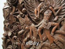 Vintage Old Bali Carving Icon Relic Ornate Folk Art Master Panel Sculpture Rare