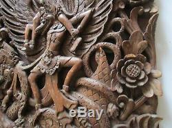 Vintage Old Bali Carving Icon Relic Ornate Folk Art Master Panel Sculpture Rare