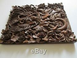 Vintage Old Bali Carving Icon Relic Ornate Folk Art Master Panel Sculpture Rare