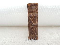 Vintage Old Early Handmade & Carved Single Wood Tribal Goddess Figure Panel