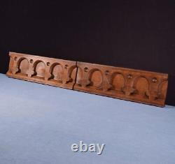 Vintage Pair of French Carved Architectural Gothic Panels in Solid Oak Wood