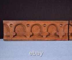 Vintage Pair of French Carved Architectural Gothic Panels in Solid Oak Wood