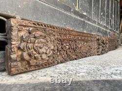 Vintage Rare Old Wood Hindu God Ganesha Wife Tribal Art Worship Figure Panel